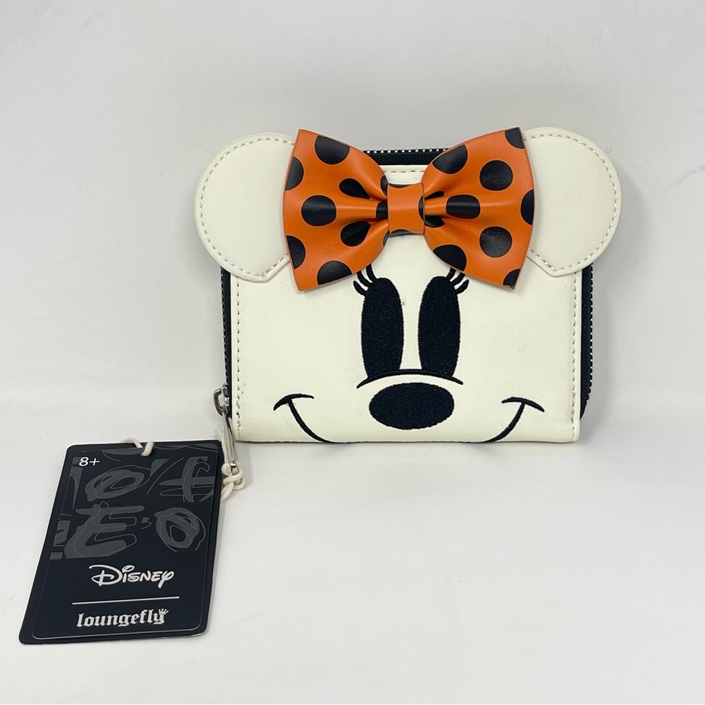 Loungefly Disney Ghost Minnie Glow In The Dark Ziparound Wallet Bow New